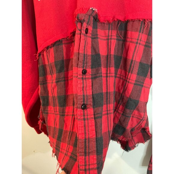 M.J. Soffe Indiana Hooded Sweatshirt With Plaid Flannel Bottom Size M - Picture 3 of 16